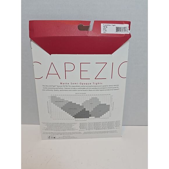 CAPEZIO Womens Transition Tight 1916 Size L/XL Ballet Pink Ultra Soft New NWT - Picture 3 of 4